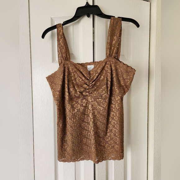 Breezies Tops - Woman's Brown Lace Camisole